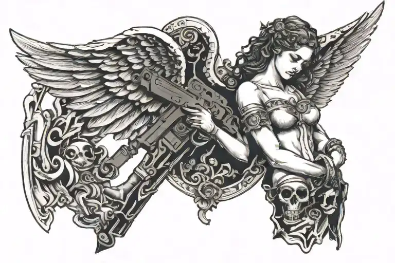 Angel With Gun Belt And Holsters