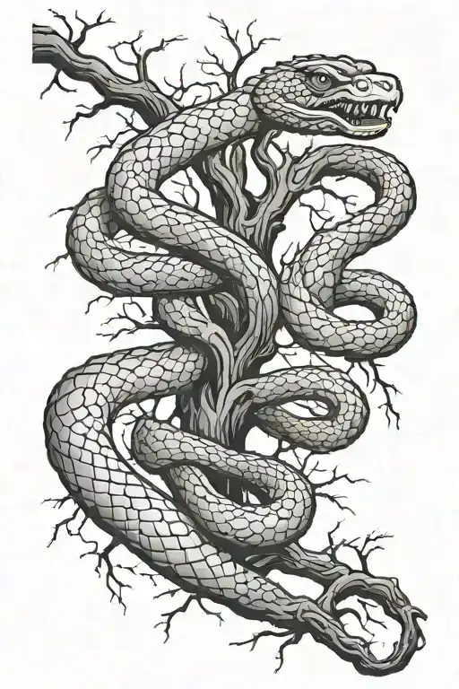 Cobra Wrapping Around Tree Branch