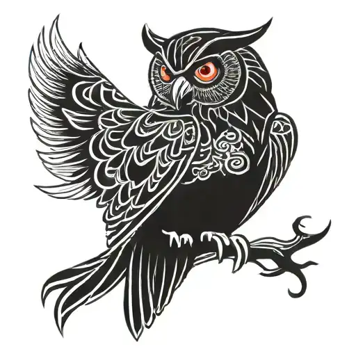 Brave Owl Standing With Hunter Eyes And Red Color Henri Matisse