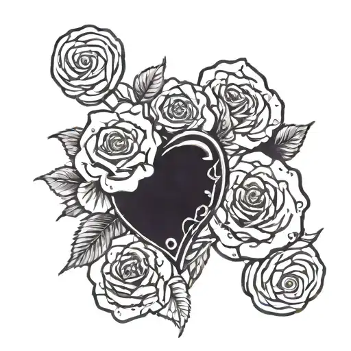 Merging The Emoji Of A Heart And A Rose In A Dark Gothic And Somewhat Minimalist Style