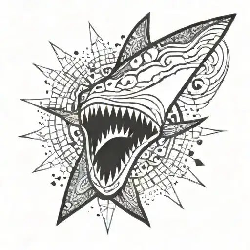 A Cosmic Music Note With A Shark Tooth Embedded In The Design