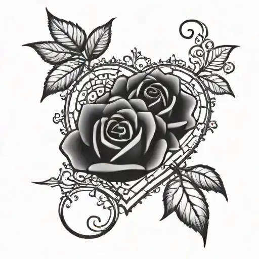 Merge The Emoji Of A Heart And A Rose In A Dark Gothic Style