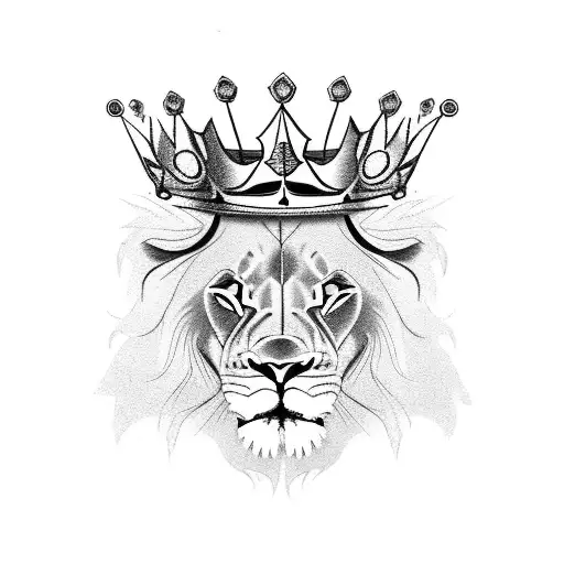 Lion With Crown And Scar On The Right Eye