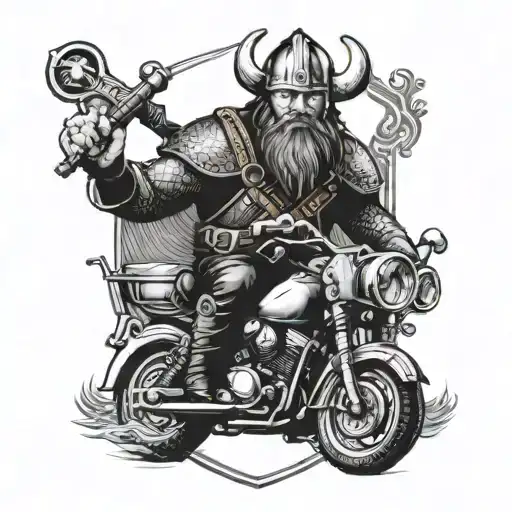 Craft A Detailed Portrait Of A Viking Warrior With A Harley Davidson Emblem On Their Shield