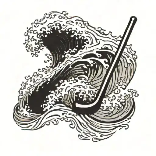 A Hockey Stick Morphing Into A Wave Crashing On A Beach