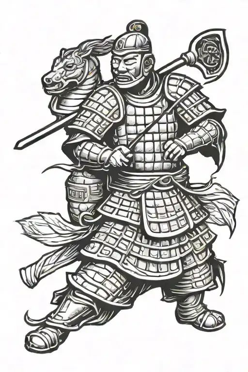 Terracotta Warrior Standing Up Right Holding A Spear As A Walking Stick