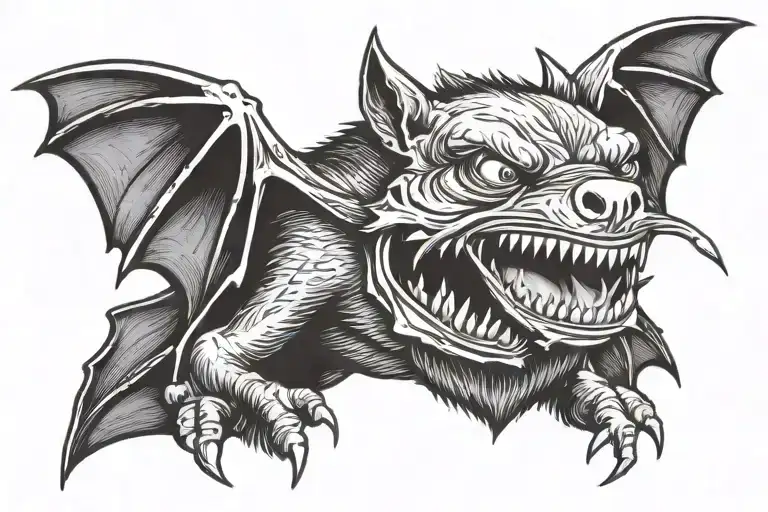 A Vampire Bat With Wings Carrying A Microphone In His Mouth