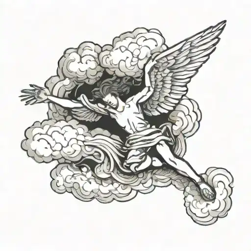 A Falling Angel Falling Out Of The Clouds