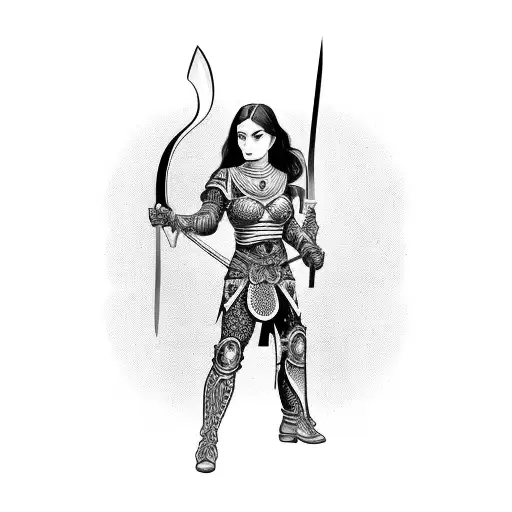 A Female Warrior Holding A Sword