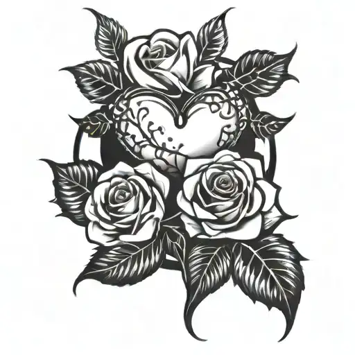 Merge The Emoji Of A Heart And A Rose In A Somewhat Wild Dark Gothic Style