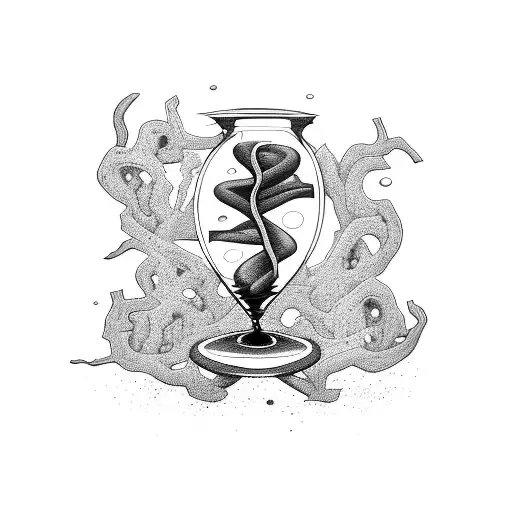 Withered Hourglass With Sand Pouring Out Wrapped In Old Vines