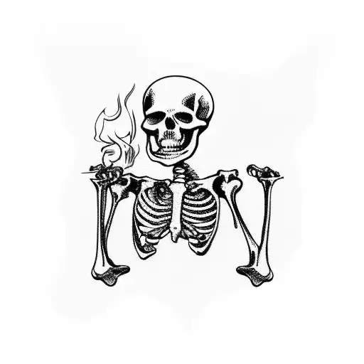 Skeleton Smoking Marijuana