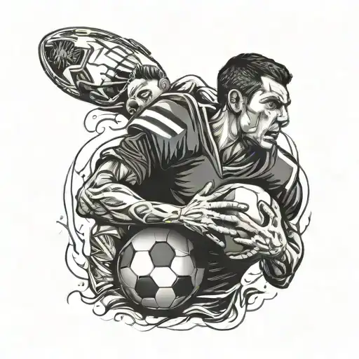 Football Son On Dads Shoulder