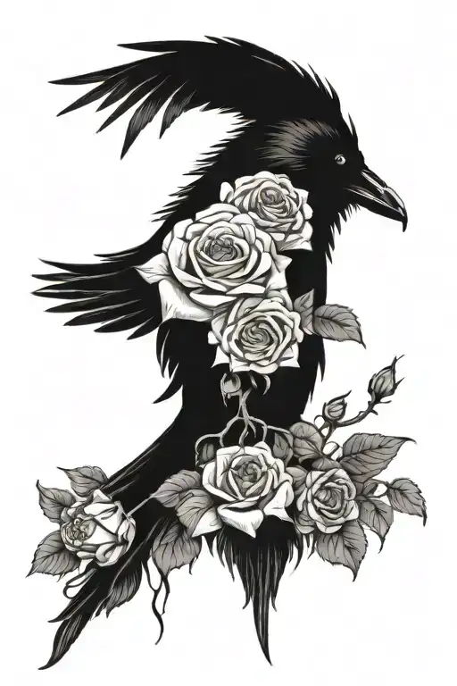 Crow And Wilted Roses Sleeve