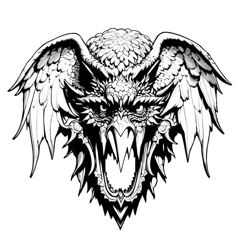 Sagrada Familia Architecture Into A Gargoyle Front Facing Big Wings