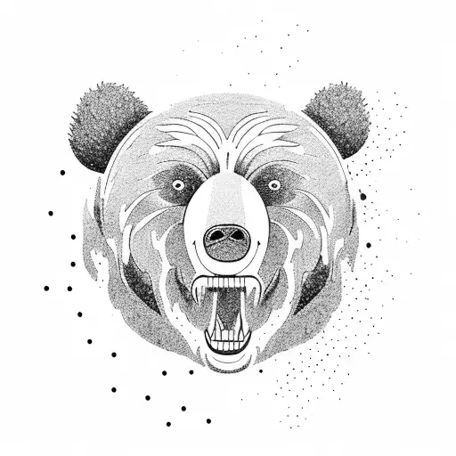 A Fierce Bear Charging Through A Forest With A Camouflage Background