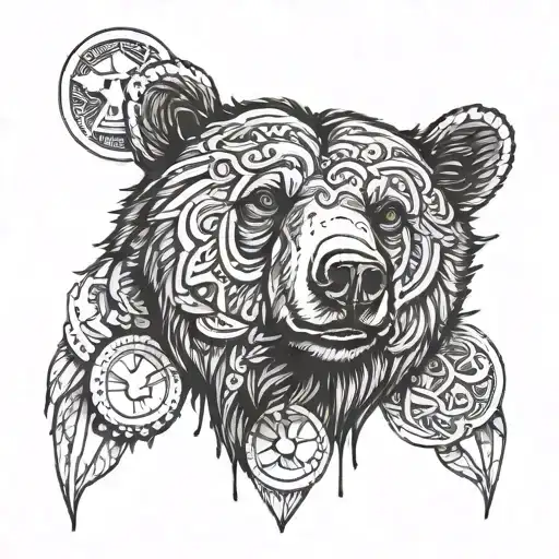 Bear Head Surrounded With Coins