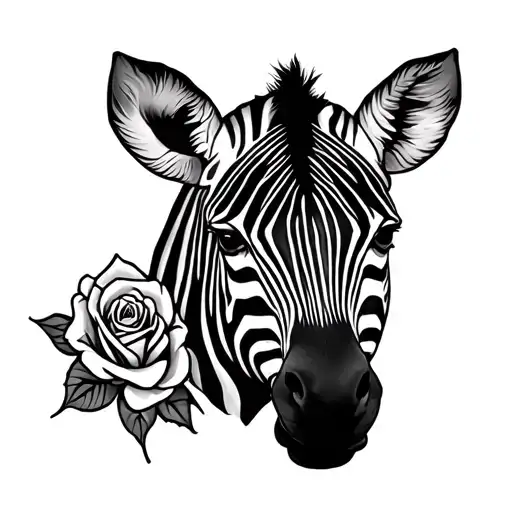 Africa Zebra Print Inside Rose Surrounded