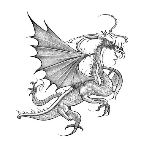 Witch Riding A Flying Dragon