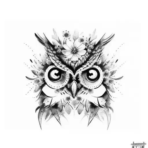 Flowers Owl Watercolor 22