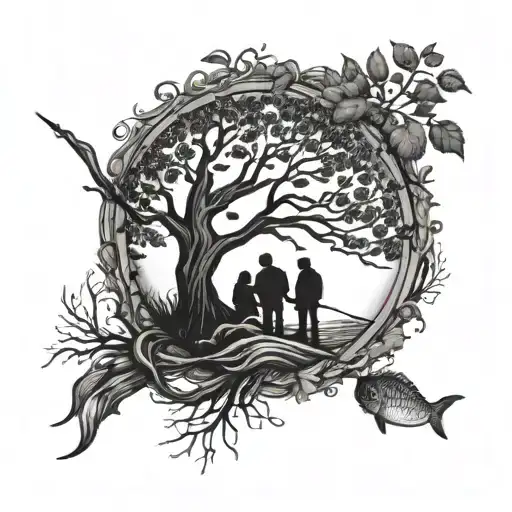 Fishing Family Tree Remembrance Tattoo Including