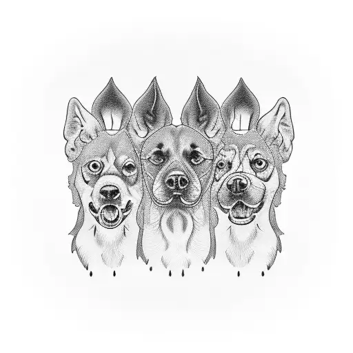 Three Headed Dog Frontal View