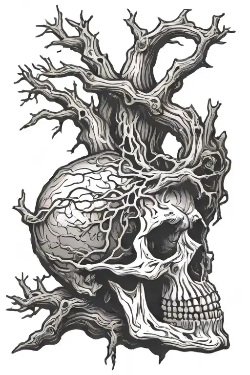 Dead Tree Driftwood With Skull