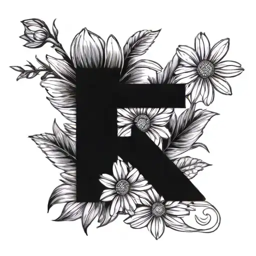 Initial D With Daisy Flower Simple