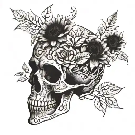 An Intricate Design Of A Skull Made Out Of Literary Quotes And Sunflower Petals