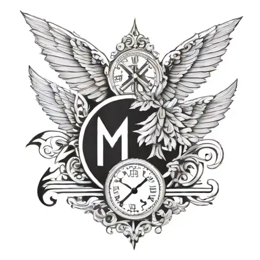 Roman Numerals With Wings And Checkered Flag On Chest