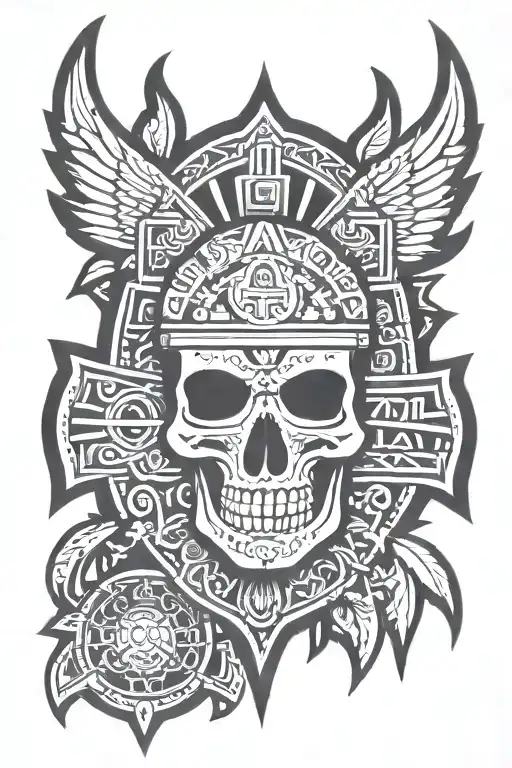Aztec Shield Skull
