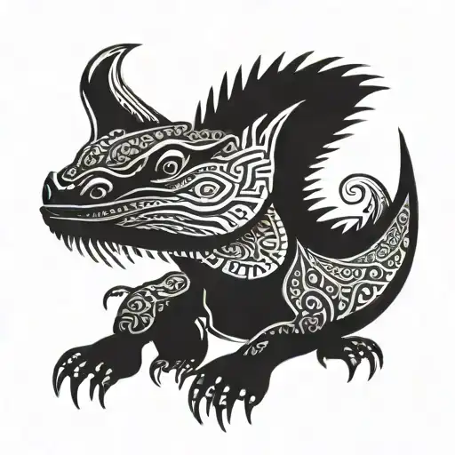 Komodo Dragon With Intricate Tribal Patterns