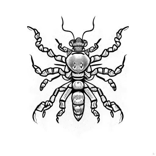 A Detailed Blackwork Tattoo Of A Scorpion Crawling Up The Client's Arm