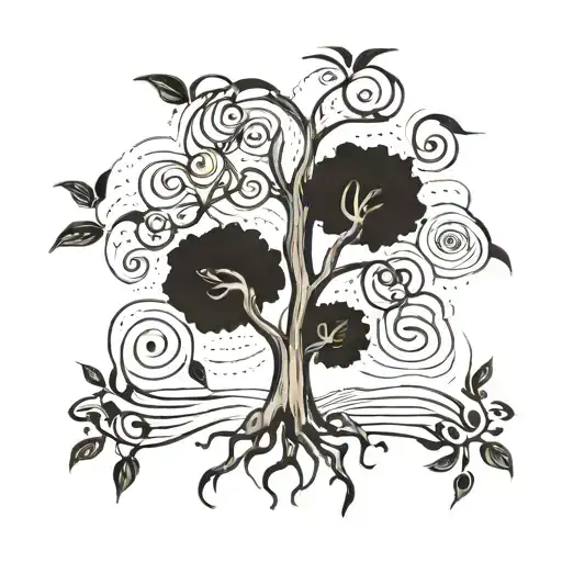 A Tattoo Design Featuring A Money Tree Growing Musical Notes Instead Of Leaves