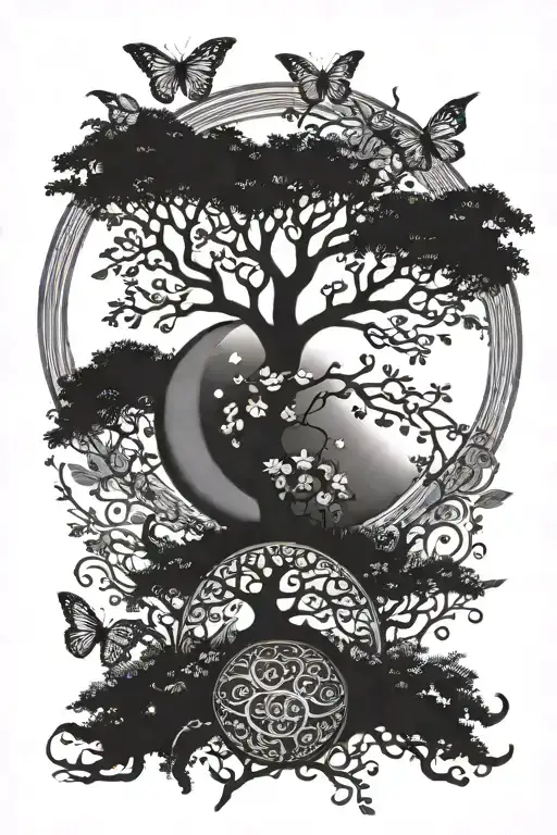 Tree Of Life Moon And Butterfly