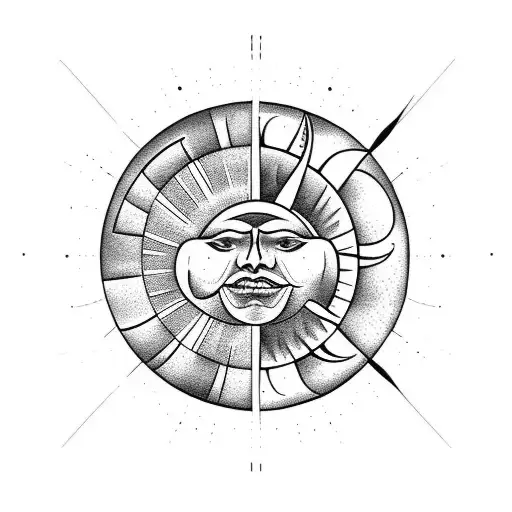 Sun And Moon Tattoo Circle On Shoulder