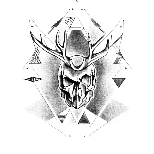 Arrow Head With Whitetail Skull