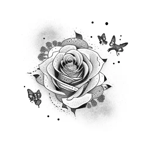 A Galaxy Filled With Roses And Butterflies