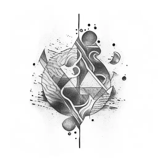 An Abstract Tattoo Design Symbolizing The Concept Of 'Water Is Thicker Than Blood'