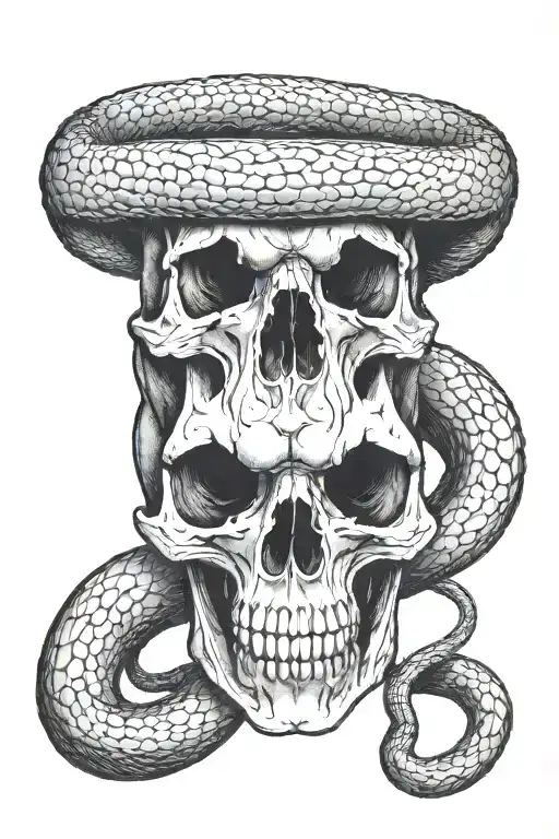 Snake Tattoo Featuring Animal Skull Wearing