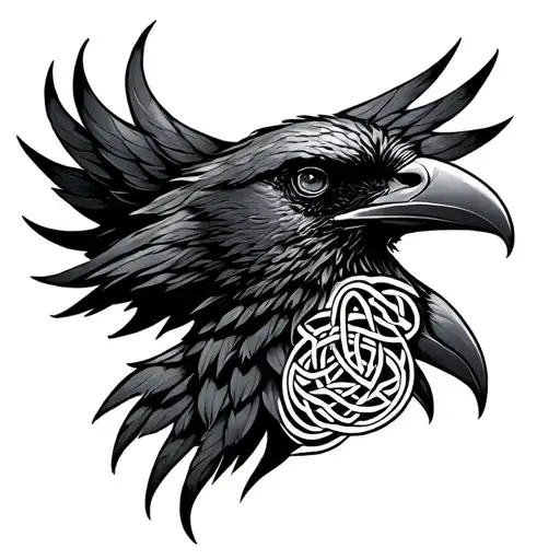Celtic Knot Raven Head