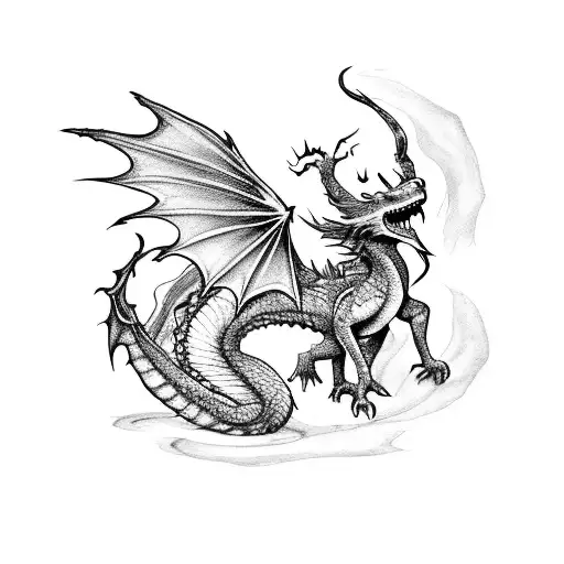 A Dark And Enchanting Scene Of A Dragon And Fairy Dancing To Music From A Magical Book