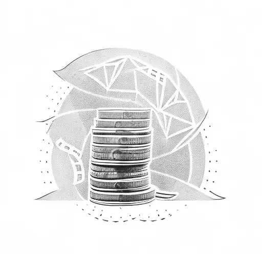 A Tattoo Design Featuring A Stack Of Cash With A Silhouette Of A Luxury Car In The Background