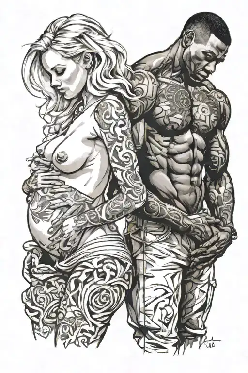 Nude Slim Young Pregnant European Blonde Teenage Girl And Muscular Black Man