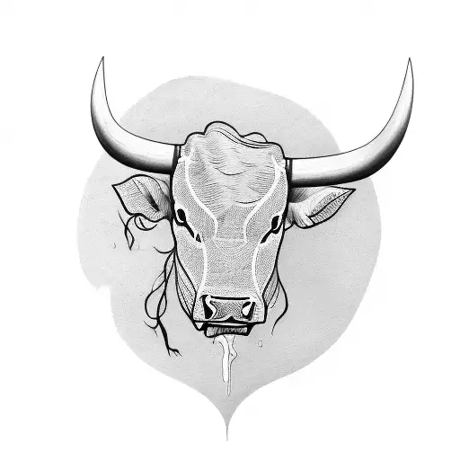 A Blackwork Tattoo Of A Bull Playing A Guitar