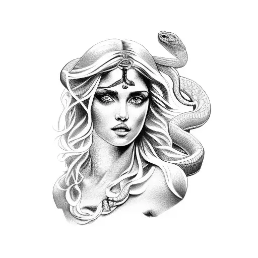 Greek God Aphrodite With Snake