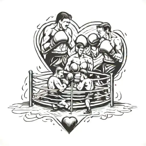 A Heart-shaped Boxing Ring With Family And Friends Cheering From The Sidelines