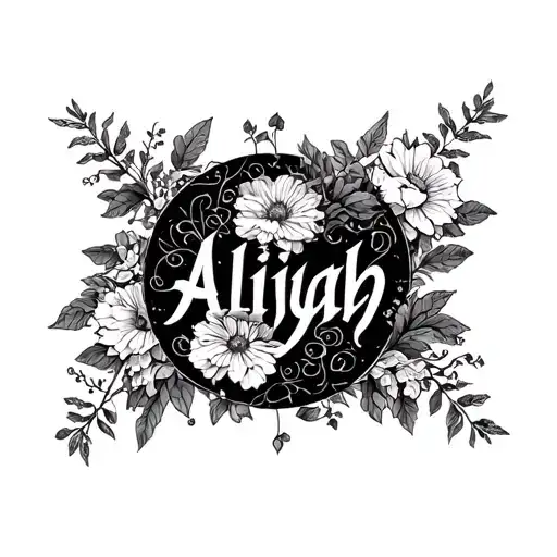 Gothic Alliyah Name With Flowers