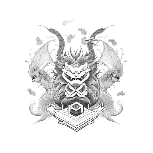 Dragon Lion Duck And Bee Combination