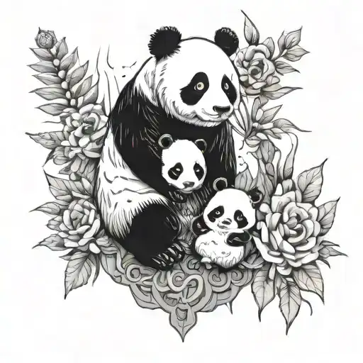 Panda And Chiken Family